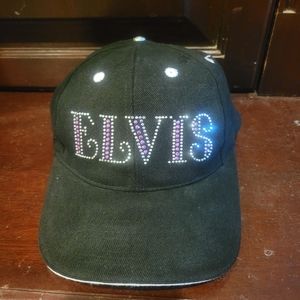 Graceland Elvis Presley Souvenir Black Baseball Hat Cap Bling Purple Silver
